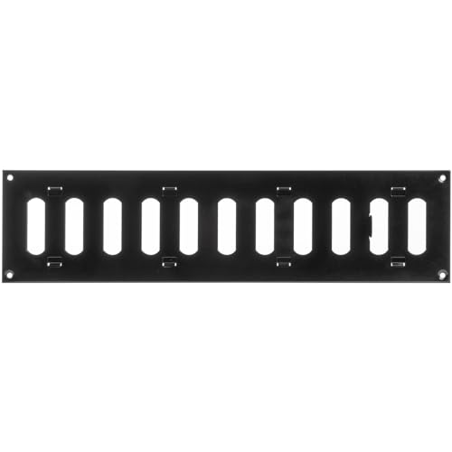Repa Market 40 x 10 cm (Außenmaße) Rechteckig Metall Schwarz Lüftungsgitter verstellbar - Einstellbar Belüftung Gitter Abdeckung für Innen und Aufen - Lüftungsgitter verschließbar 400 x 100 mm von Repa Market