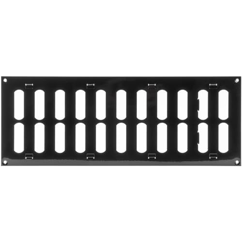 Repa Market 40 x 15 cm (Außenmaße) Rechteckig Metall Schwarz Lüftungsgitter verstellbar - Einstellbar Belüftung Gitter Abdeckung für Innen und Aufen - Lüftungsgitter verschließbar 400 x 150 mm von Repa Market