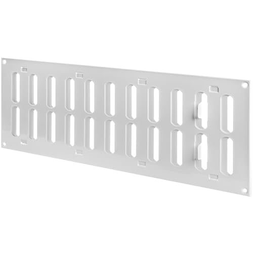 Repa Market 40 x 15 cm (Außenmaße) Rechteckig Metall Weiß Lüftungsgitter verstellbar - Einstellbar Belüftung Gitter Abdeckung für Innen und Aufen - Lüftungsgitter verschließbar 400 x 150 mm von Repa Market