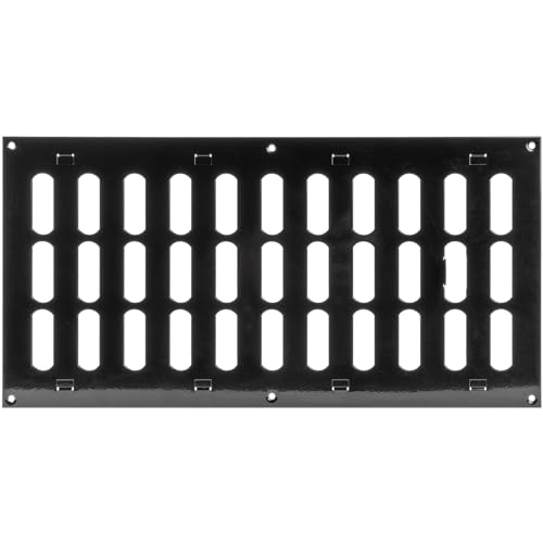 Repa Market 40 x 20 cm (Außenmaße) Rechteckig Metall Schwarz Lüftungsgitter verstellbar - Einstellbar Belüftung Gitter Abdeckung für Innen und Aufen - Lüftungsgitter verschließbar 400 x 200 mm von Repa Market