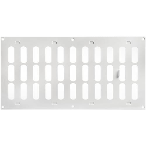 Repa Market 40 x 20 cm (Außenmaße) Rechteckig Metall Weiß Lüftungsgitter verstellbar - Einstellbar Belüftung Gitter Abdeckung für Innen und Aufen - Lüftungsgitter verschließbar 400 x 200 mm von Repa Market