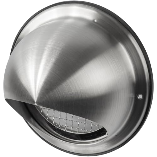 Repa Market Lüftungsgitter Edelstahl mit Gummidichtung - 15 cm - Lüftungsgitter mit Lamellen - Lüftungsgitter Rund - Lüftungsgitter mit Insektenschutz und Haube - Abdeckung Für Dunstabzug Aussen von Repa Market
