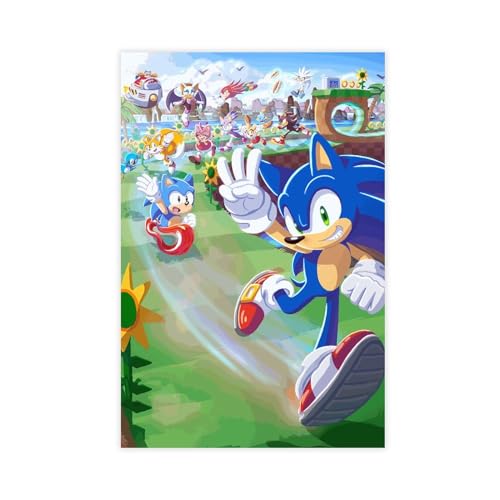 Repaly Poster, Motiv: Sonic The Hedgehog, Spielposter (10), Leinwandposter, Schlafzimmer-Dekor, Sportlandschaft, Büro, Raumdekoration, Geschenk, ungerahmt, 20 x 30 cm von Repaly