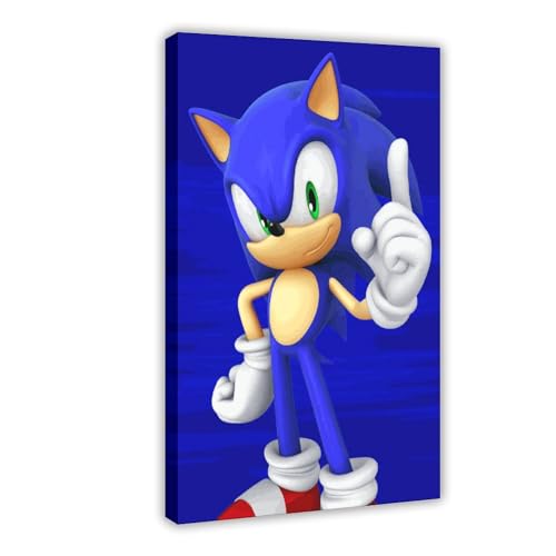 Repaly Poster auf Leinwand, Motiv Sonic The Hedgehog, Schlafzimmer-Dekor, Sportlandschaft, Büro, Raumdekoration, Geschenk, Rahmen-Stil, 60 x 90 cm von Repaly