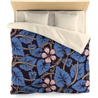 Blaues Muster Dekorative Kürbis Blumen, Bettbezug von Repetu