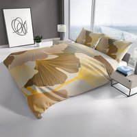 Gold Ginkgo Muster Kunst Bettbezug von Repetu