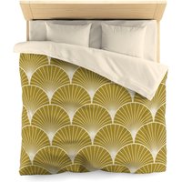 Goldfarbener Art Deco Muster Bettbezug von Repetu