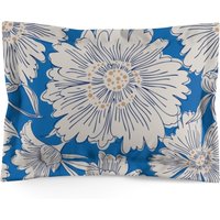 Handgezeichnetes Abstraktes Gartenblumen Blau Blumen Kissen Sham von Repetu