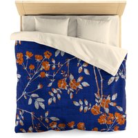 Sack Wire Mesh Textur Florale Silhouetten Orange Und Marine Bettbezug von Repetu