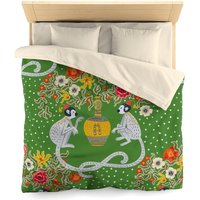 Schöner Vintager Affe Im Chinoiserie-stil, Grünes Bettbezug von Repetu