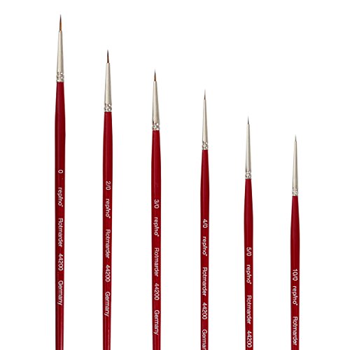 Rotmarderpinsel Künstlerpinsel Set feinster Qualität - Grösse 10/0, 5/0, 4/0, 3/0, 2/0 und 0 - Rotmarderhaar Pinsel Pinselset für Aquarell Öl Acryl von Repino
