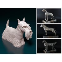 Personalisierter Langer Mantel Scottish Terrier Hund Statue von ReplicaDogs