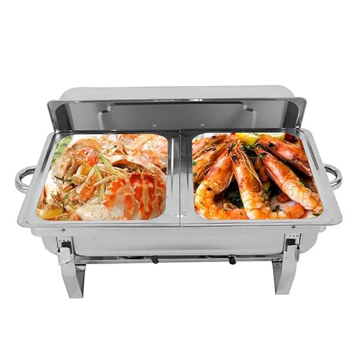 2X Edelstahl Warmhaltebehälter Chafing Dish Speisenwärmer Rechaud Wärmebehälter für Buffet Catering Party (Silber) von Repomanda