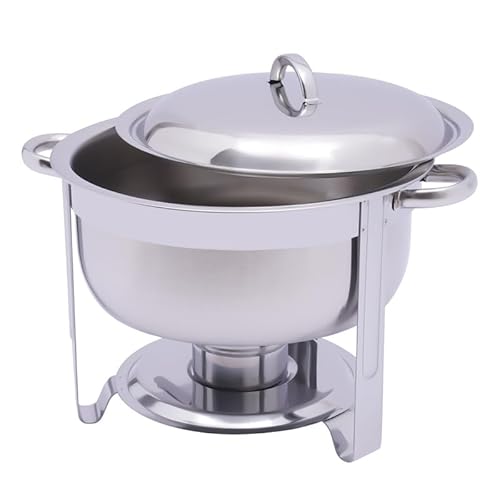 Chafing Dish Rund 5L mit Deckel & Brennpastenbehälter, Edelstahl Warmhaltebehälter Speisewärmer Rechaud für Buffet Catering Hochzeit Party von Repomanda