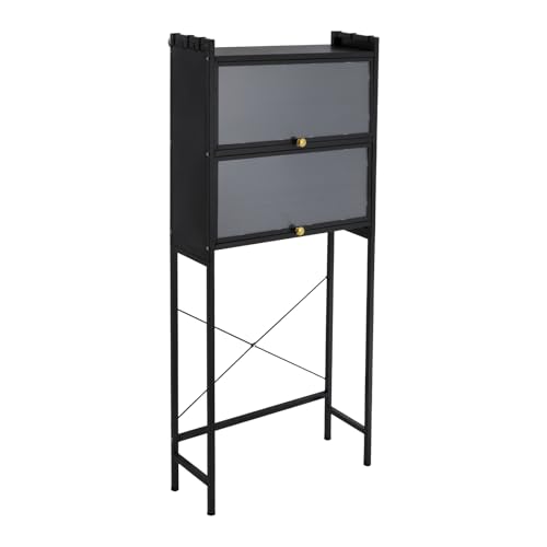 Repomanda Waschmaschine Speicher Regal,Wäscheraum Speicher Organizer mit 3 Ebenen und 6 Haken,2 Schränke Staubschutzhüllen von Repomanda