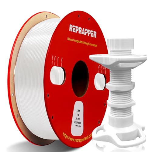 RepRapper PETG 1,75 mm Filament, Hochfestigkeit PETG 3D -Druckerfilament Ausgezeichnetes Haltbarkeit und Flexibilität, 1 kg Spule (2,2 lbs), kompatibel mit FDM -Druckern, weiß von Reprapper