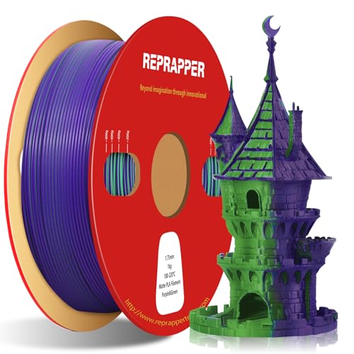 RepRapper Pla Matt 3D Printer Filament, Dual Colour PLA Filament 1.75 mm, Dimensional Accuracy +/- 0.03 mm, 1 kg Multiple Colour PLA Filament, 3D Printing Filament for 3D Printer, Matte Lila/Grün RepRapper Pla Matt 3D Printer Filament, Dual Colour PLA Filament 1.75 mm, Dimensional Accuracy +/- 0.03 mm, 1 kg Multiple Colour PLA Filament, 3D Printing Filament for 3D Printer, Matte Lila/Grün von Reprapper