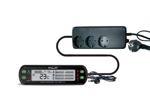 ReptiZoo Thermostat mit Zeitsteuerungfunktion (THC11) -DREI- Anschlüsse WEEE RegNr. 82392108 von REPTI ZOO