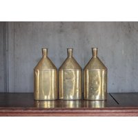 3Er Set Vintage Messingflaschen, Messingkürbis, Messingbehälter, Innendekoration, Sammlung von RepublicaVintage