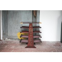 Vintage Zeitschriftenständer, Gestufter Schallplattenständer, Wohnzimmermöbel, 60Er von RepublicaVintage