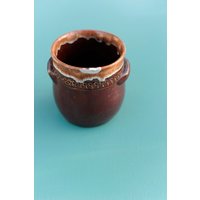 Tontopf Steingut Tischreste Blumentopf Braun Vorratstopf Shabby Brocante Küche Vase Vintage Retro Handmade Pottery von Requisitenfundus