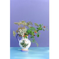 Vase Wasserkrug Keramik Floral Retro Vintage Blumen Handarbeit Handbemalte | Made in West German von Requisitenfundus