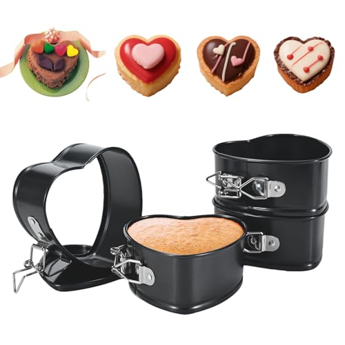 Reroon Springform-Set, 10 cm, 4 Stück, antihaftbeschichtet, auslaufsicher, Käsekuchenform, herzförmig, abnehmbarer Boden, Backformen, für Mini-Kuchen, Quiches, Käsekuchen Reroon Springform-Set, 10 cm, 4 Stück, antihaftbeschichtet, auslaufsicher, Käsekuchenform, herzförmig, abnehmbarer Boden, Backformen, für Mini-Kuchen, Quiches, Käsekuchen von Reroon