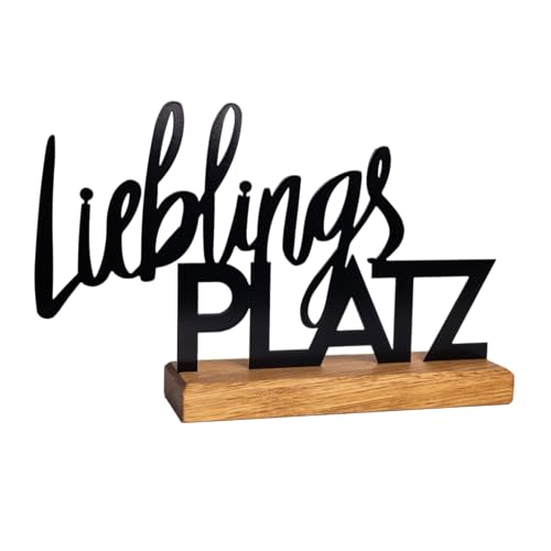 Rerum & Consilium Lieblingsplatz Metall/Holzaufsteller | Moderne Industrial Deko mit Holz & Metall | 27 x 19 cm | Moderne Tischdeko von Rerum & Consilium