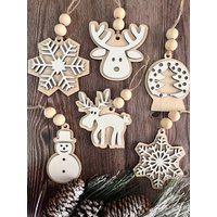 Handgemachte Holz Ornament Set Winterland Decor von ResWoodDesignsUS