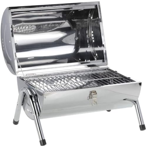 RESCH 502598 mobiler Holzkohle Grill klappbar, Edelstahl Tischgrill tragbar, Holzkohlegrill ideal für unterwegs, 46x28x36 cm von Resch Heimtierbedarf