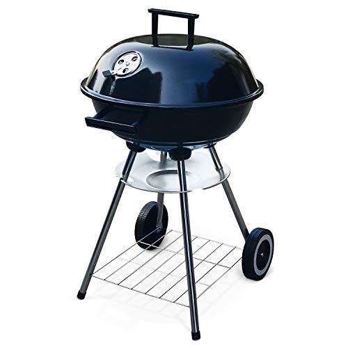 RESCH 502595 Holzkohlegrill Ø 44cm, 4 Personen Grill Holzkohle, fahrbarer Kugelgrill mit Deckel für Unterwegs/Garten/Balkon von Resch