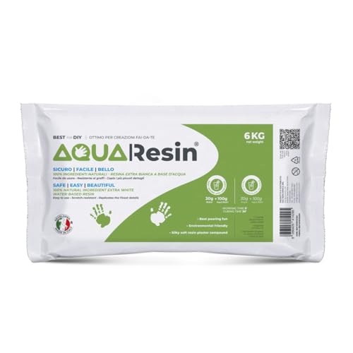 AQUA RESIN® – Alpha-Gips | Satinierter Porzellan-Effekt | Gebrauchsfertig mit Wasser | Sicher & Ungiftig | Intensives Weiß, Färbbar | Für DIY, Gussformen & kreative Projekte (Weiß, 6 kg) von Reschimica