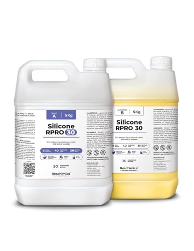 Premium Flüssig Silikonkautschuk 1:1 R PRO 30, abformsilikon für Epoxidharz, Beton, Seife, Wachs, dubliersilikon, abdruckmasse, Silikon zur Silikonform Herstellung, Silikon für DIY Harzformen (10 kg) von Reschimica