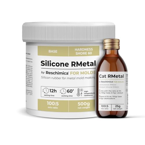 Reschimica Silikon Kautschuk R Metal, abformsilikon, dubliersilikon, abdruckmasse, Silikon zur Silikonform Herstellung,Silikon für DIY Harzformen,Schmuckherstellung, hitzebeständig (500 gr) von Reschimica