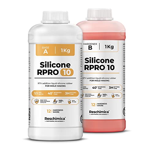 R PRO 10 Abformsilikon weich 1:1, dubliersilikon ungiftiges und sicheres, silikon zur Silikonform Herstellung, Ideal für DIY-Harzformen, Silikonformen, Schmuckherstellung, Kunsthandwerk (2 kg) von Reschimica