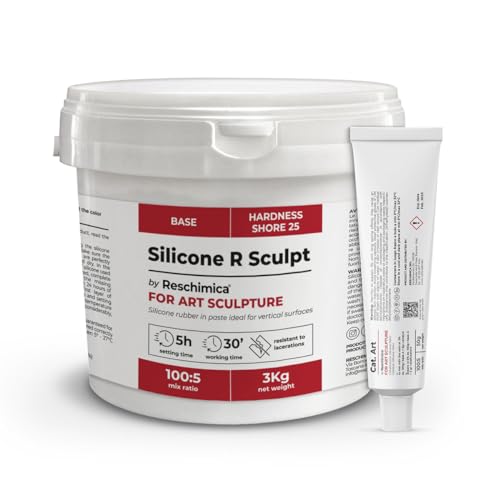 Reschimica Silikonpaste für Bildhauer R Sculpt, Knetsilikon, Silikon für Kreationen, ungiftig, DIY, Dosiererer, Silikon, Arbeitsmatte, Handschuhe (3 kg) von Reschimica
