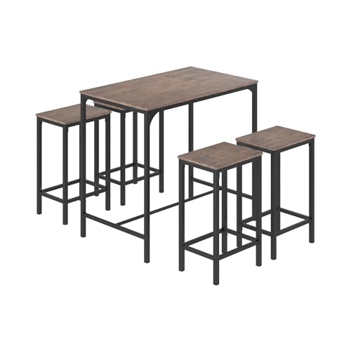 ReseeZac Bar Tisch mit 4 Bar Stühle,Küche Esszimmer Set,Bar Tisch und Bar Hocker Set,Für Küche Esszimmer Wohnzimmer Taverne,Braun,Bar Tisch 100x60x90CM,Bar Hocker 30x40x65CM, JF-FAIRMAN-100-246B-NC ReseeZac Bar Tisch mit 4 Bar Stühle,Küche Esszimmer Set,Bar Tisch und Bar Hocker Set,Für Küche Esszimmer Wohnzimmer Taverne,Braun,Bar Tisch 100x60x90CM,Bar Hocker 30x40x65CM, JF-FAIRMAN-100-246B-NC von ReseeZac