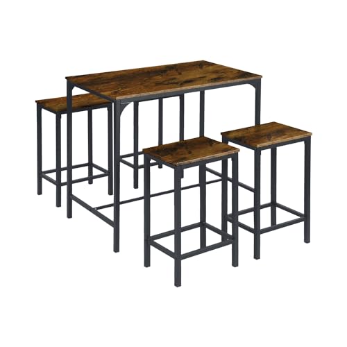 ReseeZac Bar Tisch mit 4 Bar Stühle,Küche Esszimmer Set,Bar Tisch und Bar Hocker Set,Für Küche Esszimmer Wohnzimmer Taverne,Geflammt,Bar Tisch 100x60x90 cm,Bar Hocker 30x40x65 cm von ReseeZac