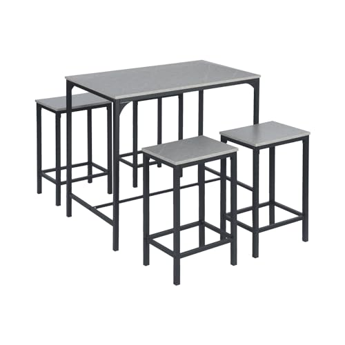 ReseeZac Bar Tisch mit 4 Bar Stühle,Küche Esszimmer Set,Bar Tisch und Bar Hocker Set,Für Küche Esszimmer Wohnzimmer Taverne,Zement Muster,Bar Tisch 100x60x90 cm,Bar Hocker 30x40x65 cm von ReseeZac