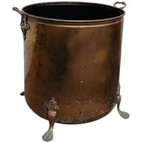 Messingpflanzer 15, 5 "Topf Fuß Breiter Topf Mit Füßen Zimmerpflanzenhalter Im Alter Von Patina Klauenfuß Kamin Kindleing Bucket Coal Scuttle von ReservedForRoyalty