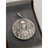 Antike Silber Pilger Medaille Jesus Per Mariam Ad Jesum Charm 1900S Pilgrim Medal Jugendstil Schutzamulett von Residenzler
