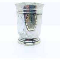 Antiker Lourdes Taufbecher Pilger Becher Weihwasser Gefäß Heilige Maria 1920S Pilgrim Christening Cup Silverplate von Residenzler