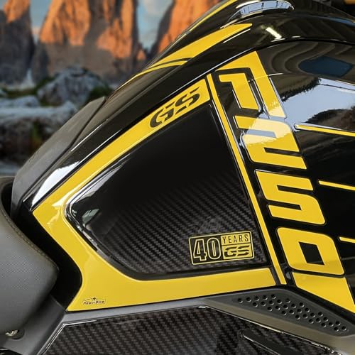 Resin Bike Aufkleber für Motorrad Kompatibel mit BMW R 1250 GS Edition 40th 2021. Seitenschutz für den Tank vor Stößen und Kratzern. Paar 3D-Harzklebstoff - Stickers - Made in Italy von Resin Bike
