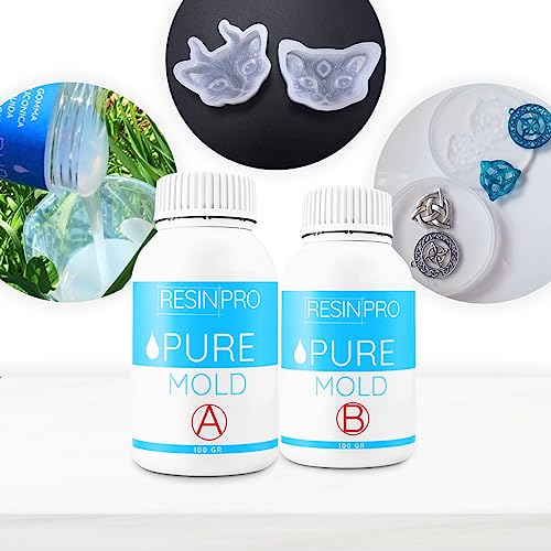 Pure Mold: Transluzenter und schneller flüssiger Silikonkautschuk (1,5Kg) für die Herstellung von Formen für Epoxy Polyurethan Wachs Seife Gips Zement - 13 Shores Härte - 100% Made in Italy von Resin Pro