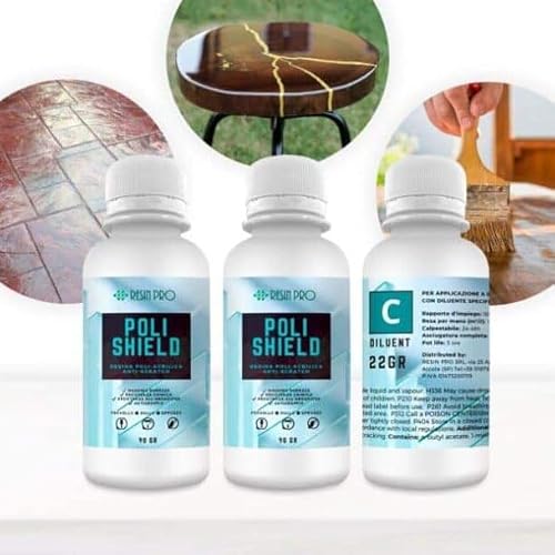 Resin Pro Complete Kit Zweikomponenten-Polyurethan Kratzfestes Poly-Shield Paint mit Verdünner, Ideales Kit zum Polieren und Schützen von Harzoberflächen (30 Gloss 610 g) von Resin Pro