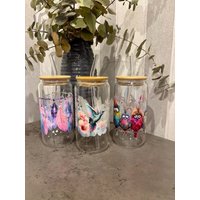 Trinkglas Mit Strohhalm | Trinkbecher Vogel Kolibri Federn Eiskaffee Matcha Latte Glas Eule Flamingo Trinkglas Mit Strohhalm | Trinkbecher Vogel Kolibri Federn Eiskaffee Matcha Latte Glas Eule Flamingo von ResinAllerlei