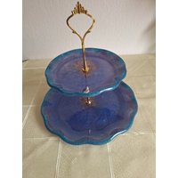 2 Stöckige Etagere, Cupcake Stand in Blau Aus Epoxidharz 2 Stöckige Etagere, Cupcake Stand in Blau Aus Epoxidharz von ResinBb78