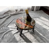Rustikaler Holz Couchtisch Mit Epoxy Und Orangenscheiben Design - Handgemachtes Dekor von ResinByKeti