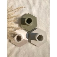 Kerzenständer Hexagon/Kerzenhalter Terrazzo Jesmonite Beige, Weiß, Terrazzo, Rosa von ResinDesignsAndMore