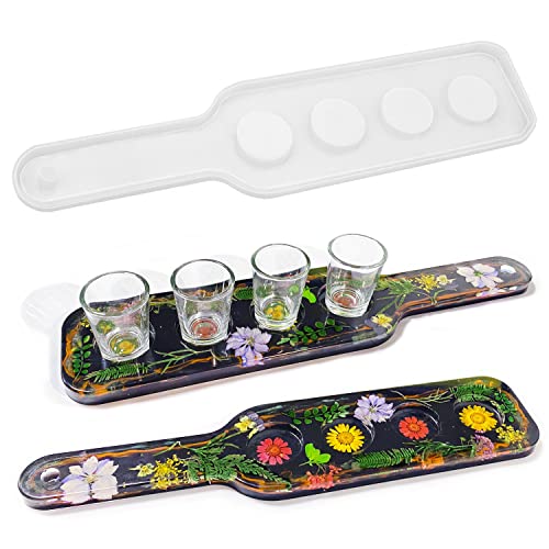RESINWORLD Schnapsglas-Serviertablett-Form, Schnapsglashalter, Form für Harz, 4 Löcher, für Shotgläser, Kunstharz, für Party, Heimdekoration von ResinWorld